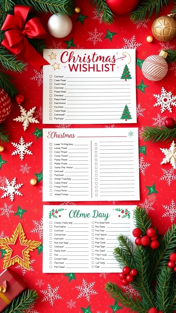 A creative Christmas wishlist layout with various styles and holiday decorations.